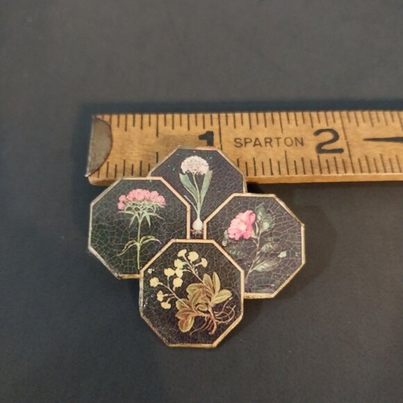 Vintage Paper Floral Flowers Botanical Brooch - Picture 5 of 5